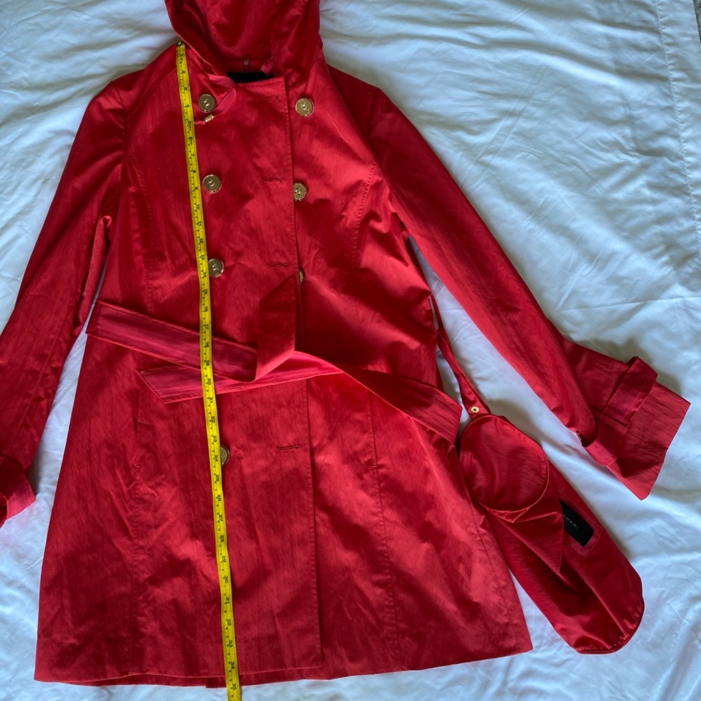 NWT dark pink travel trench coat w/ hood & belt